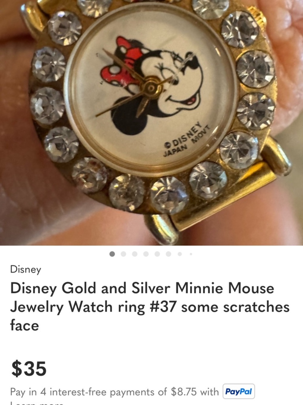 Disney Minnie Mouse Gold and Silver Watch Ring